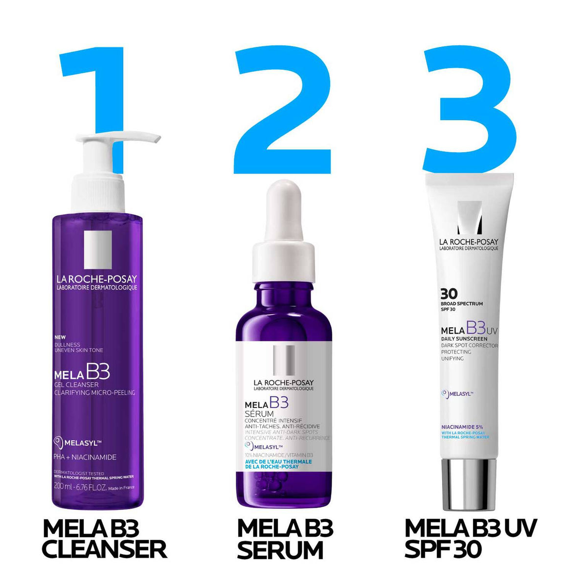 mela-b3-facial-gel-cleanser-with-melasyltm-niacinamide-g7 LaRochePosay-Product-MelaB3-MelaB3Cleanser-200ml-03337875890069-Routine_1500x1500_REV.jpg